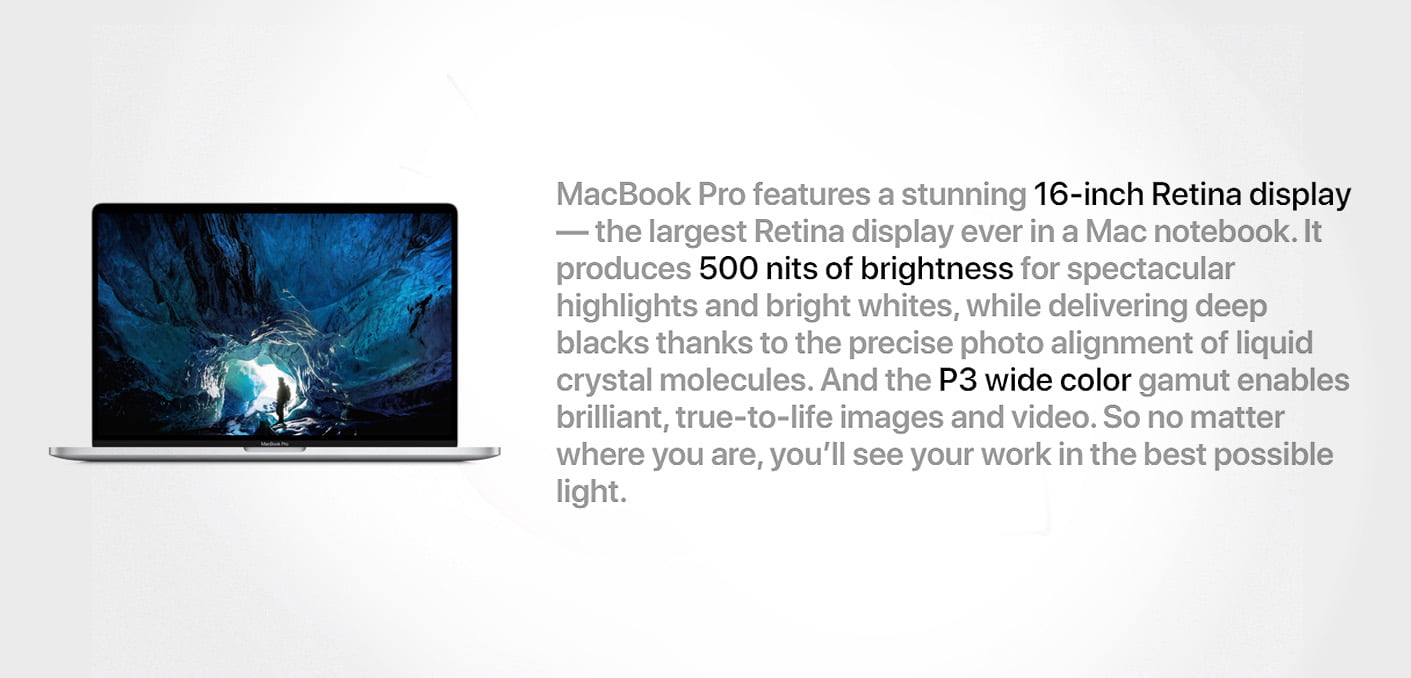 A vivid description of Macbooks display on Apple's official website