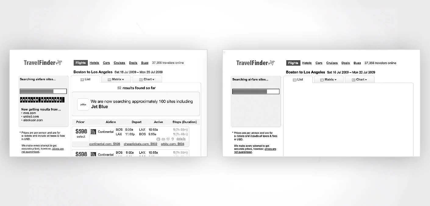 The transparent version and the progress bar version of the search engine used by Buell and Norton