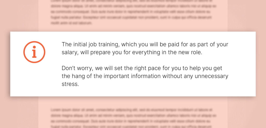 Information so the new hires know that the training will be adapted to their own pace.