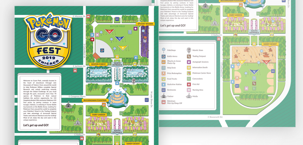 Plan of Pokémon GO Fest venue in Chicago, 2019