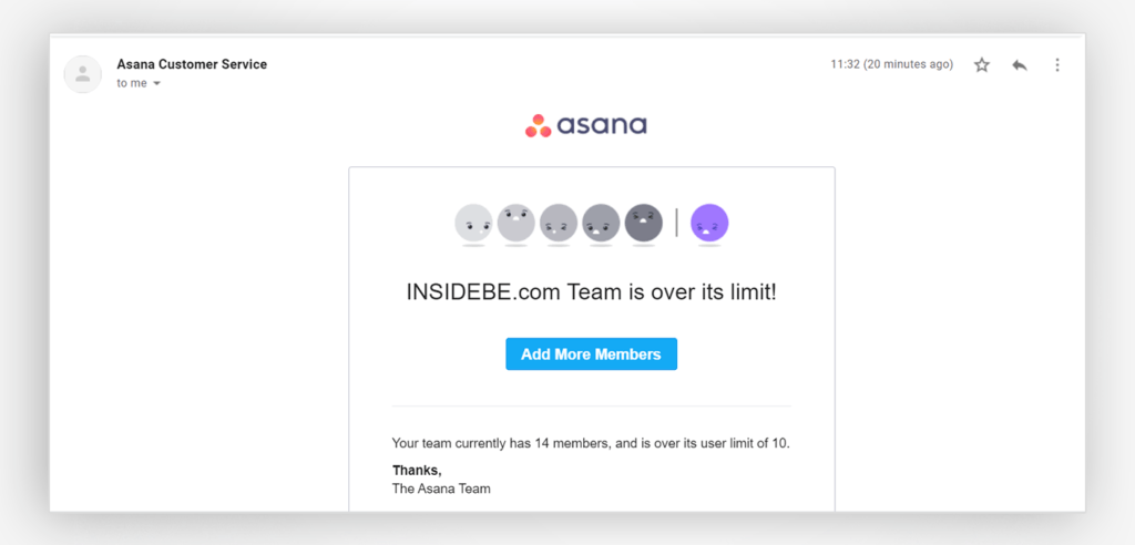 A confusing email from Asana