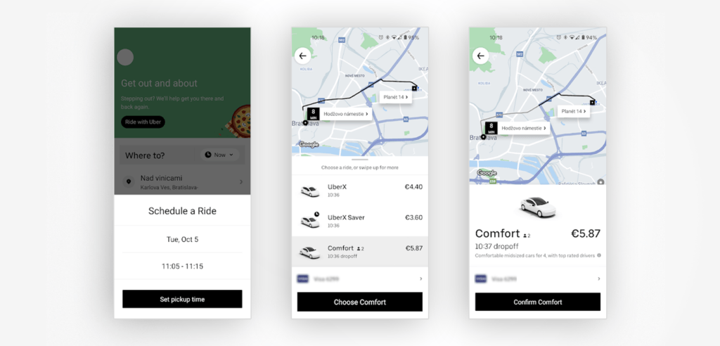 You have multiple options to choose from in every step of ordering the ride. At the same time, choosing doesn't feel overwhelming
