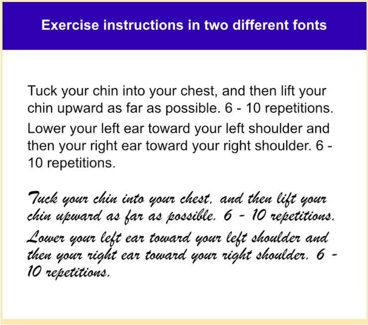 Easy to read and hard to read instructions examples