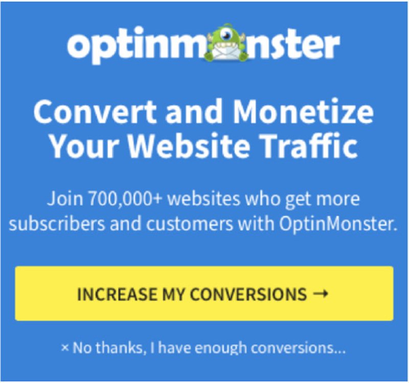How Optinmoster used the status quo bias principle to make their customers buy- online banner.