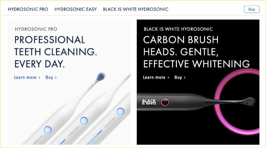 The two options are too different to be compared easily. The 3rd option Easy Hydrosonic brush isn’t even present.