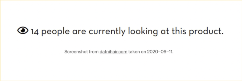 This website creates urgency by showing how many other people are interested in the same product at the same time.