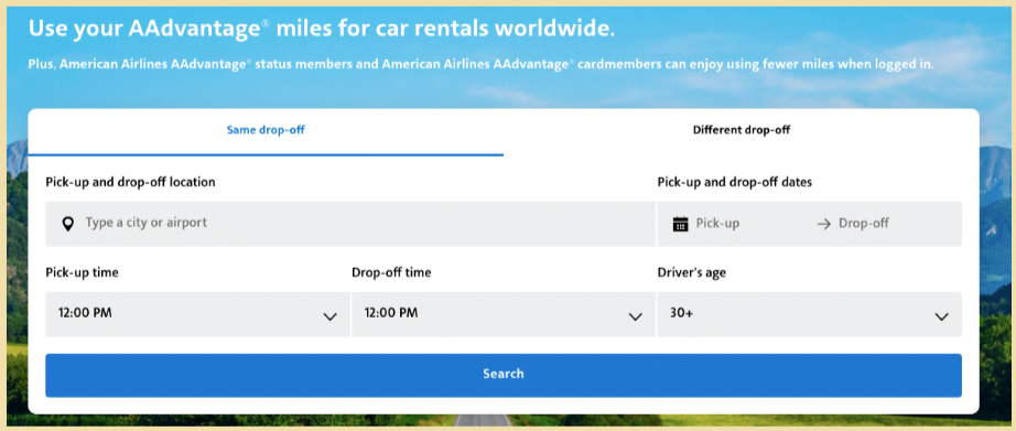 Using mileage points for free car rental.