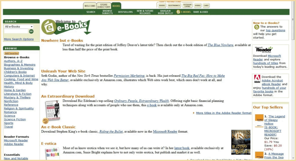 Amazon website from 2001. Modern back then, but you wouldn't trust a website with this design today. 