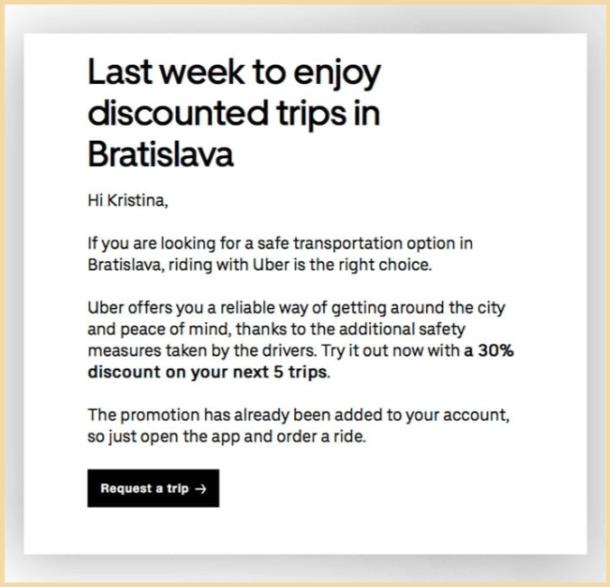 An Uber promotion that harnesses the endowment effect 